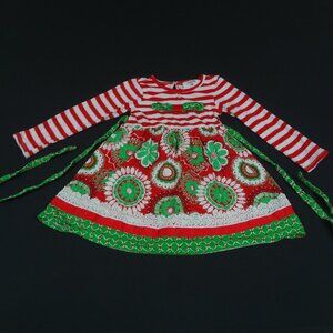 COUNTING DASIES RED WHITE GREEN PAISLEY GIRLS TODDLER DRESS SIZE 4T L402